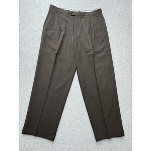Zanella Jesse Pants Mens 36 Brown Wool Pleated Dress Italy Lined Cuffed Tailored